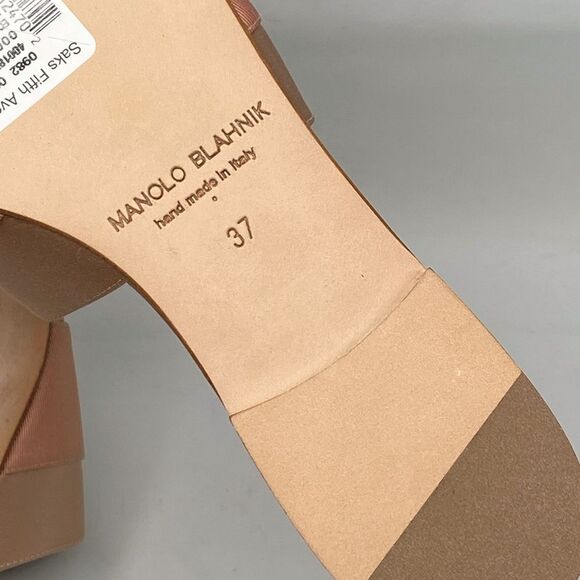 Manolo Blahnik Beige Satin Jewel Buckled Flat Sandals size 37 - Picture 15 of 15